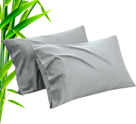 TELUS Pillow Cases King Size 2 Pack, Bamboo Rayon Cooling Pillowcases with Envelope Closure, Cool Breathable Pillow Case for Hot Sleepers & Night Sweats, 20x40 inch, Sliver Grey