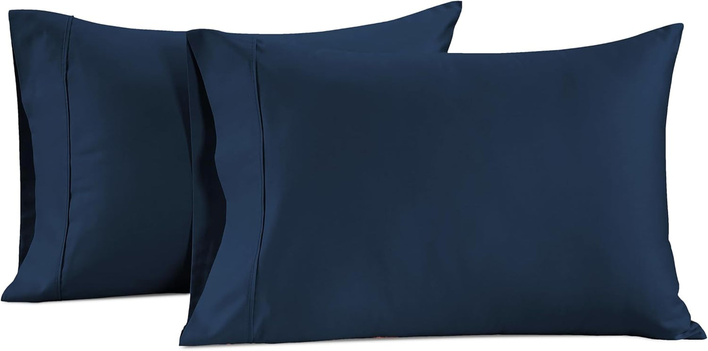 LANE LINEN Pillow Case Covers King, Set of 2, 100% Egyptian Cotton Sateen, Soft Cool & Smooth 1000 Thread Count Pillow Cases - Estate Blue