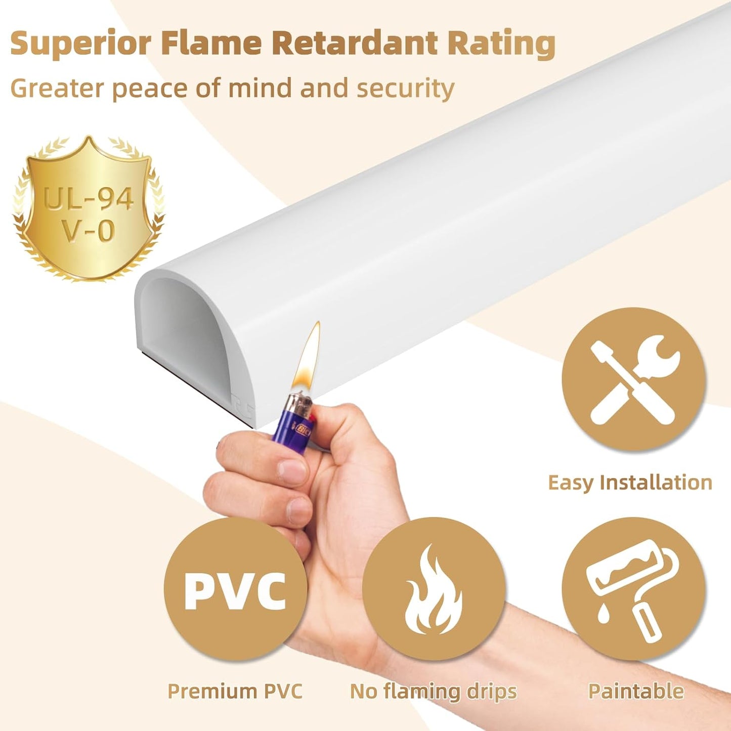 78" Side Open One Cord Hider (<1/4") for Wall Mounted Tv,Extension Cable Cover to Hide Conceal Cords Along Wall,Wire Raceway Management Cable Concealer Channel,Electric Cord Organizer Wiremold,White
