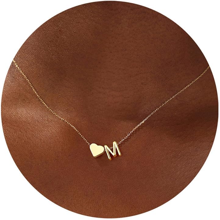 Turandoss Christmas Gifts for Grandkids - Dainty 18K Gold Plated Tiny Heart Initial A-Z Letter Pendant Necklace Stocking Stuffers for Teen Girls Jewelry