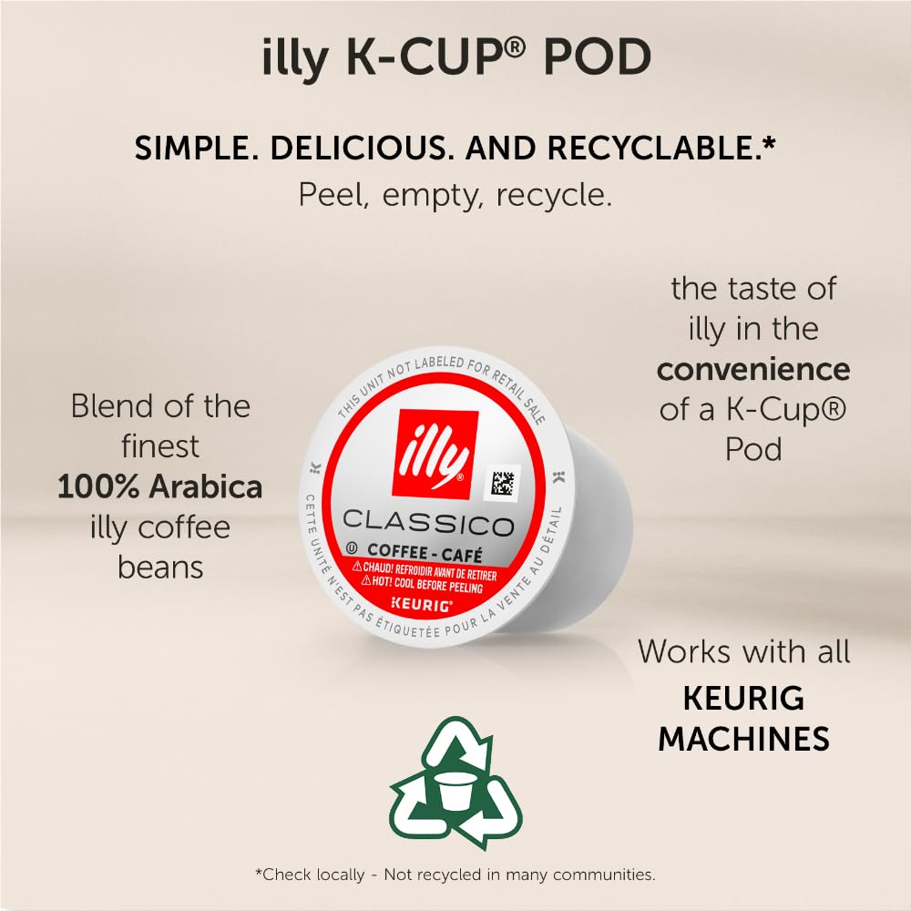 Illy Coffee K Cups - Pods For Keurig Machines – Intenso Dark Roast – Notes of Cocoa & Dried Fruit - Bold, Flavorful & Full-Bodied Flavor - No Preservatives – 20 Count