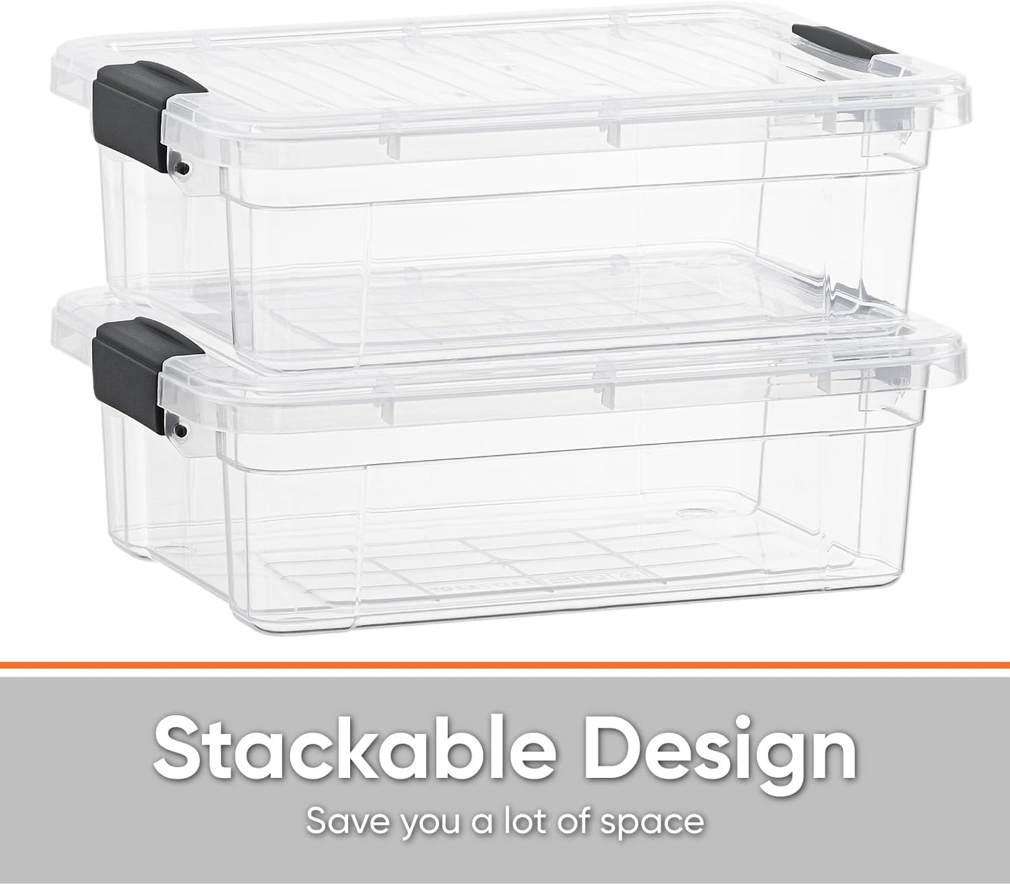 Superio Storage Bins with Lids- 6 Pack, 4.5 Qt Clear Boxes for Organizing, Stackable Plastic Containers- BPA Free, Non-Toxic, Odor Free, Organizer for Home, Office, Dorm