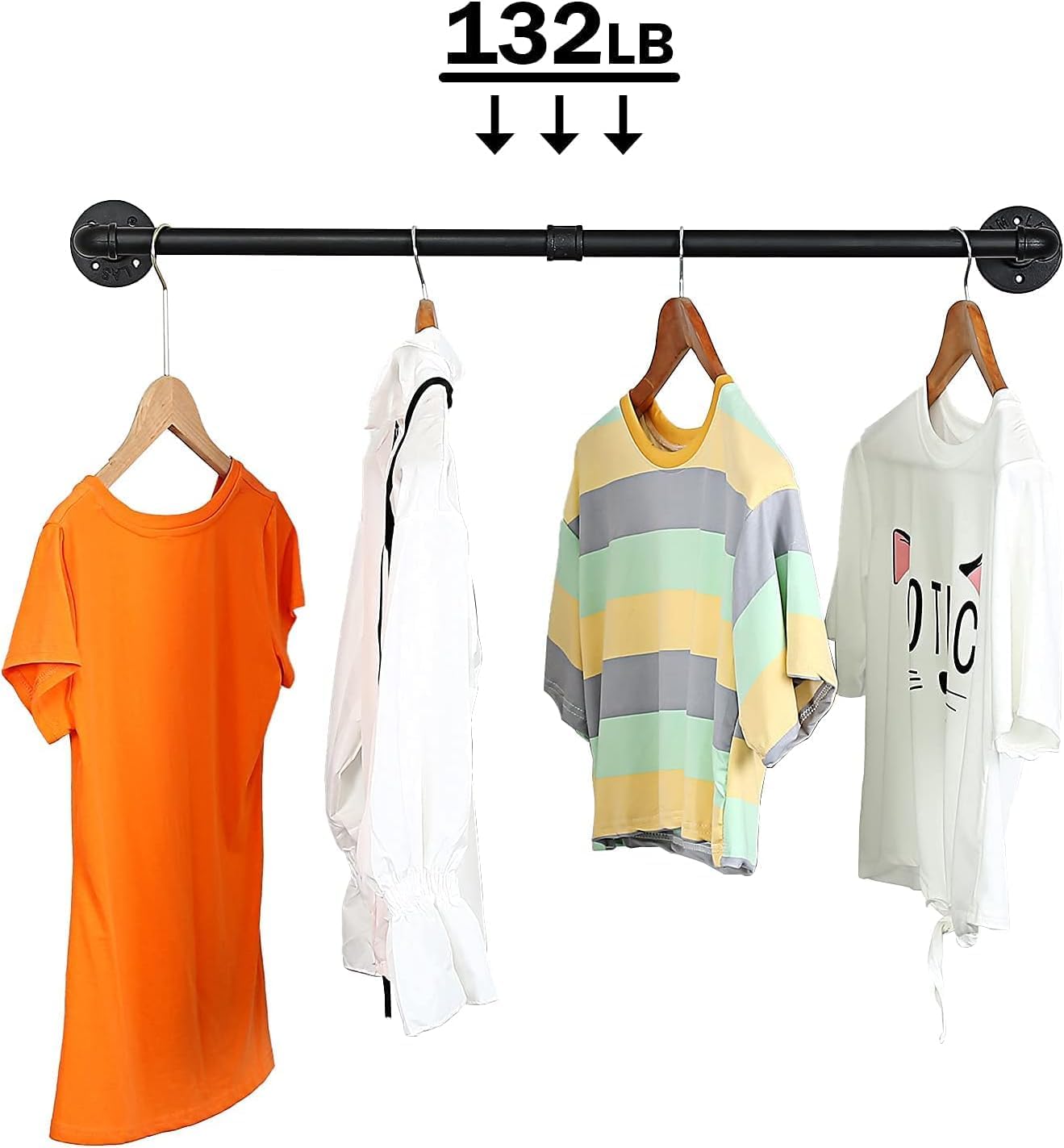 Oroonoko 36inch Industrial Pipe Clothes Rack Wall Mount For Hanging Rod Bar for Laundry Room Up to Max Load 135Lb