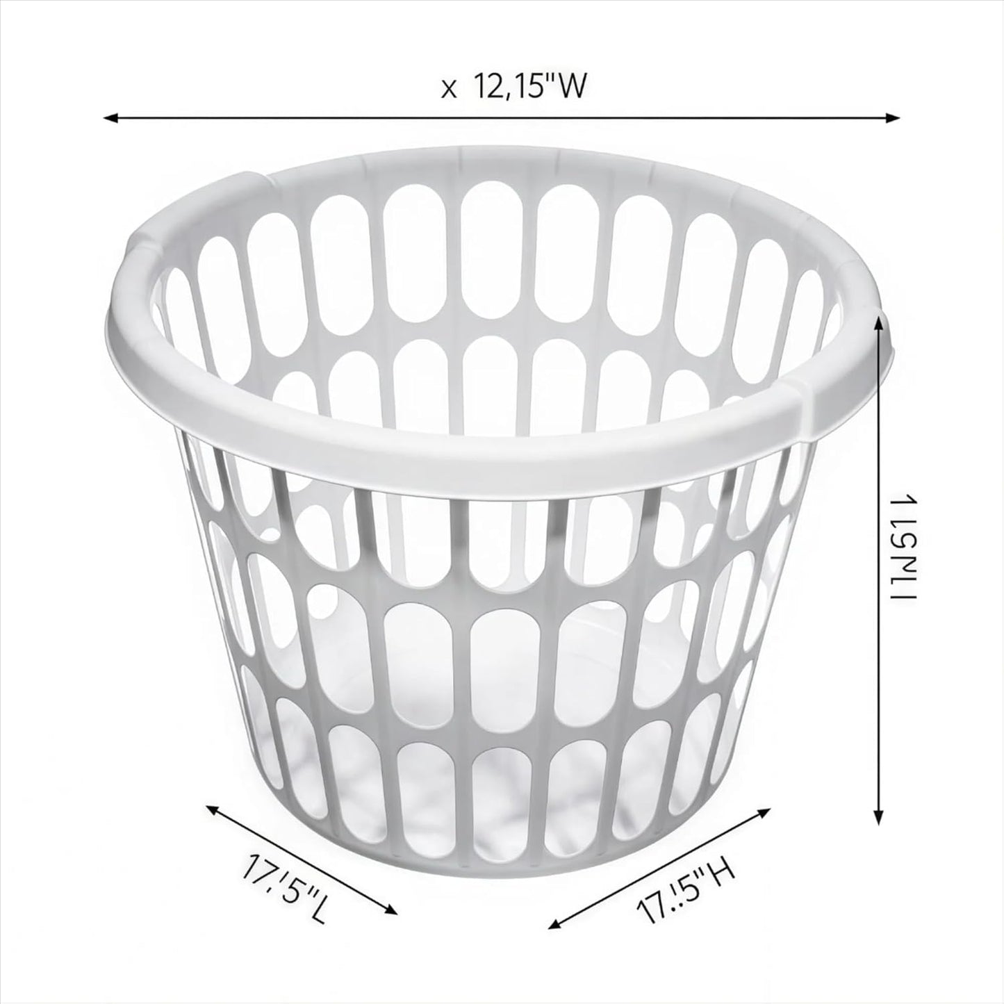 10-Pack Round White Plastic Laundry Basket, Suitable for Use in Bathrooms, Laundry Rooms, Bedrooms and Dormitories, Lightweight and Durable.