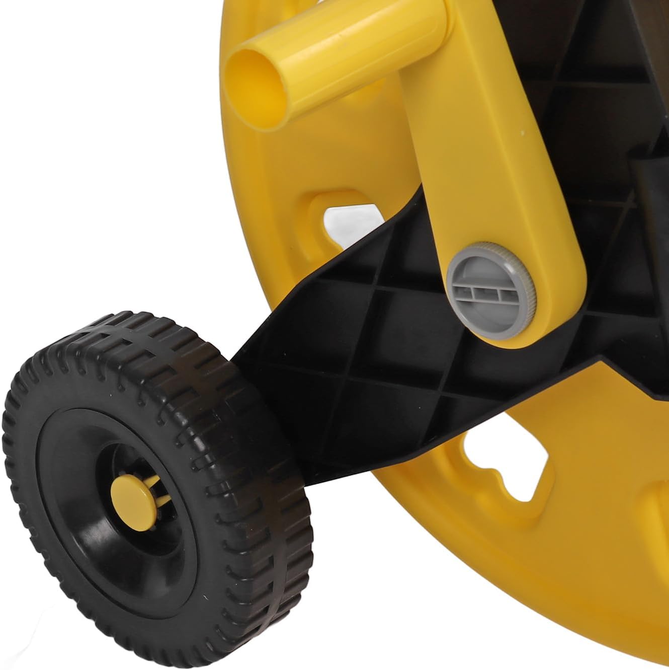 Garden Hose Reel Cart 60m Capacity - Heavy Duty Aluminum Portable with Wheels, Yellow for Large Gardens Lawns