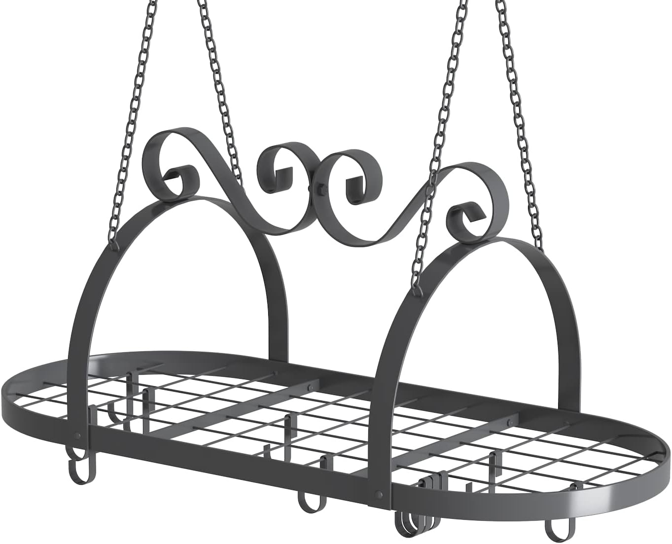 33" Pots and Pans Hanging Rack, Heavy-duty Metal Pan Rack Hanger Organizer with Hooks, Hanging Pot Rack Ceiling Mount for Kitchen Cookware Utensils Toiletries