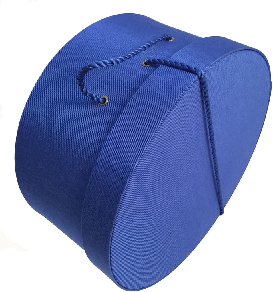Sarah's Hat Boxes Classic Royal Hat Box – 12.75" x 6.5" (Dia. x Ht.) Handmade in USA – Odorless Non-Toxic Adhesive, Cording Handle – Premium Storage for Hats & Accessories