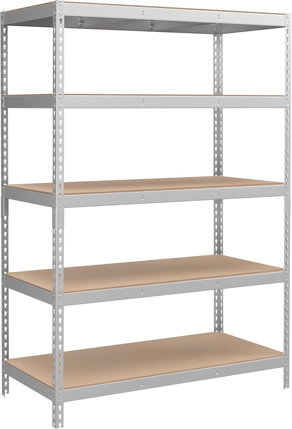 SONGMICS 5-Tier Storage Shelves, Load 2310 lb, Garage Storage, Boltless Assembly, Adjustable Shelving Unit, 23.6 x 47.2 x 70.9 Inches, for Study Shed Basement, Silver and Natural Beige UGLR600E01