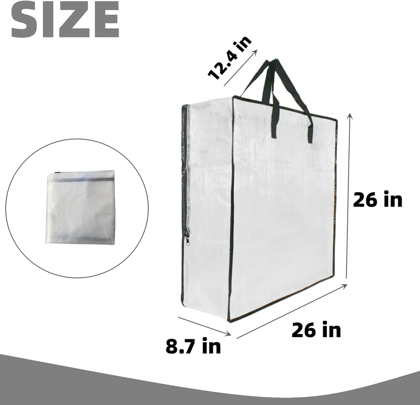 3 Pack Clear Storage Bags with Zipper and Handles, Blanket Bags For Closet Storage, Moving and Packing Supplies for College, Underbed Storage Organizer for Clothes Pillow Bedding Christmas Wreath