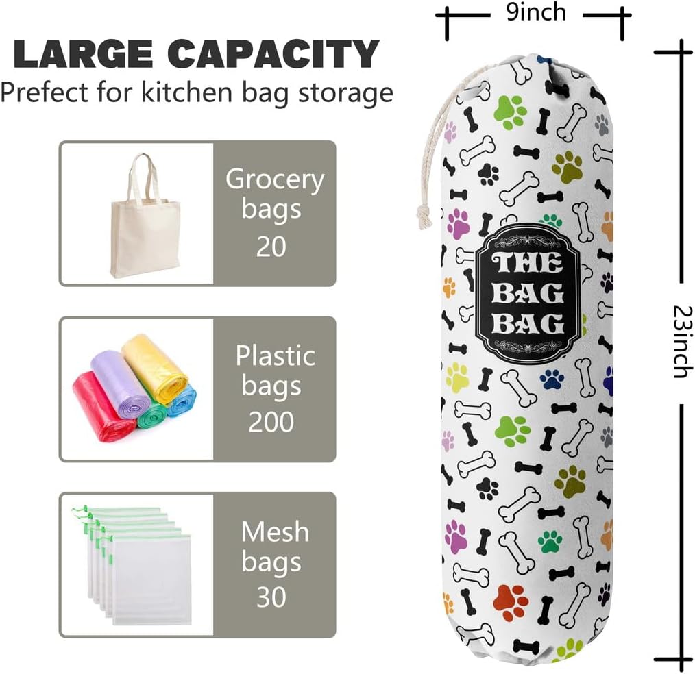 Grocery Bags Holder Organizer For Shopping Bags, Wall Mount Plastic Bags Storage Container Dispensers, Pet Lovers Home Kitchen Bags, The Bag Bag Grocery Bag Holder, Gifts For Women Dog Mom Dad (G-17)