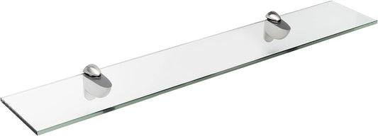 Spancraft Glass H-8x27-Brushed Steel Heron Glass Shelf, Brushed Steel, 8" x 27"