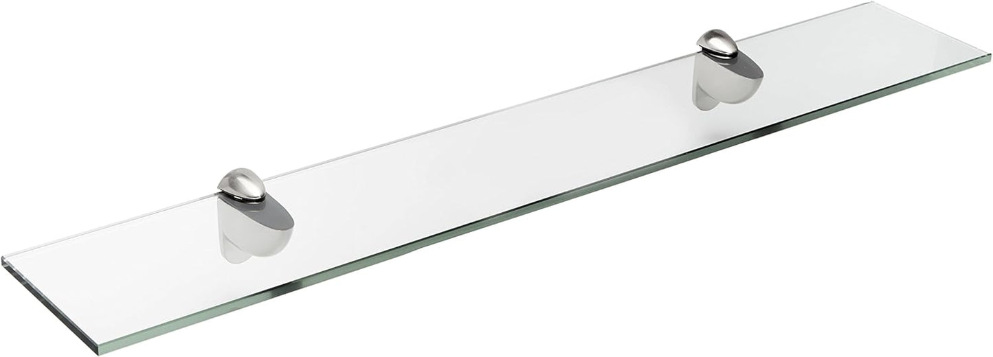 Spancraft Glass H-6x12-Brushed Steel Heron Glass Shelf, Brushed Steel, 6" x 12"