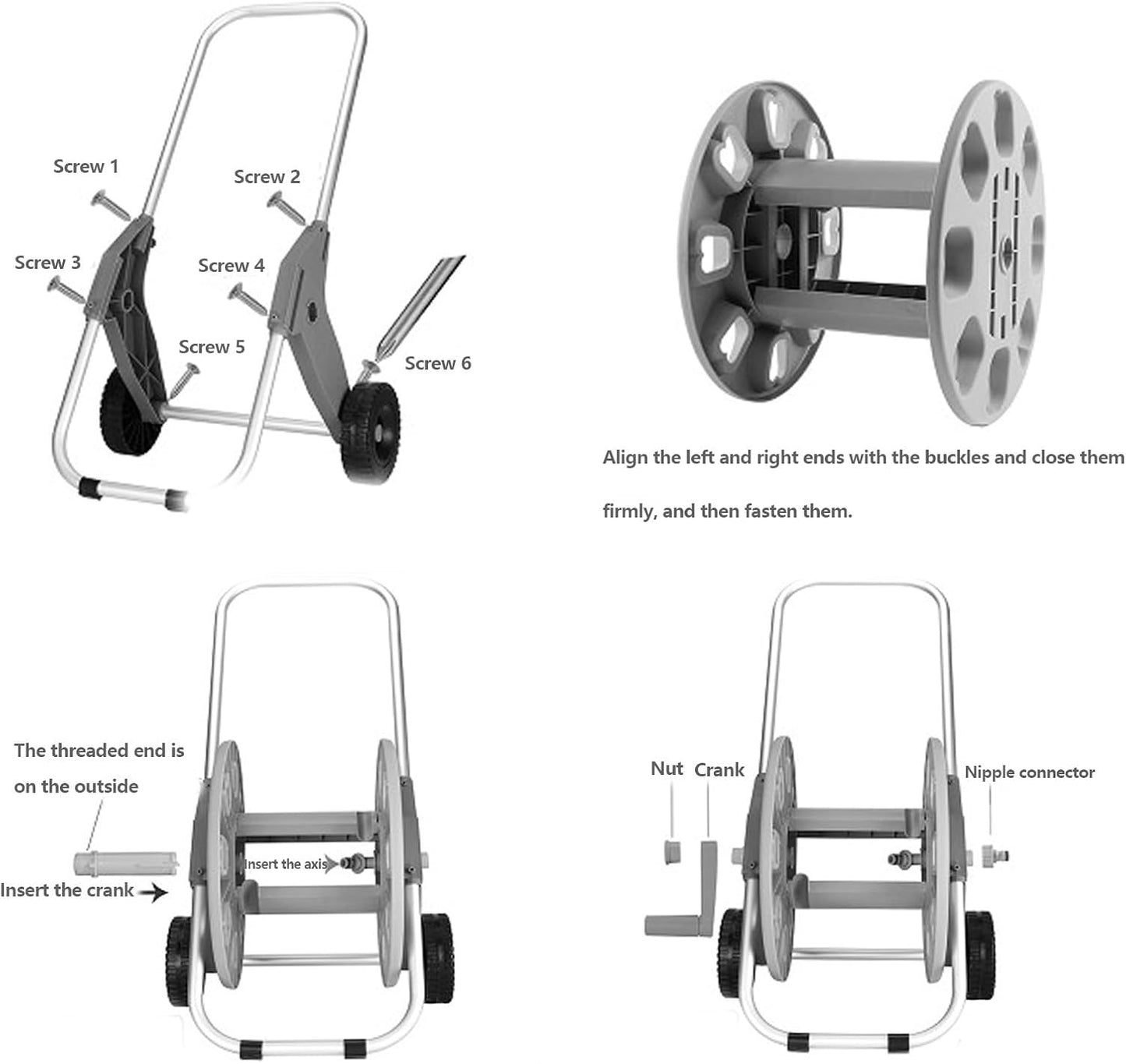 Garden Hose Reel Cart 60m Capacity - Heavy Duty Aluminum Portable with Wheels, Yellow for Large Gardens Lawns