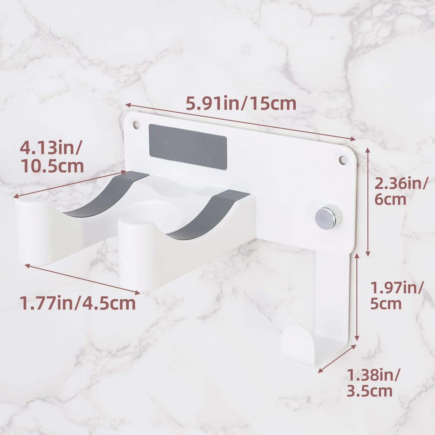 Hair Dryer Holder, Aluminum Alloy Blow Dryer Holder with Adhesive/Screw Installation, Universal Hair Dryer Wall Mount Compatible with Dyson Hairdryer Holder for Bathroom White UEMUSI