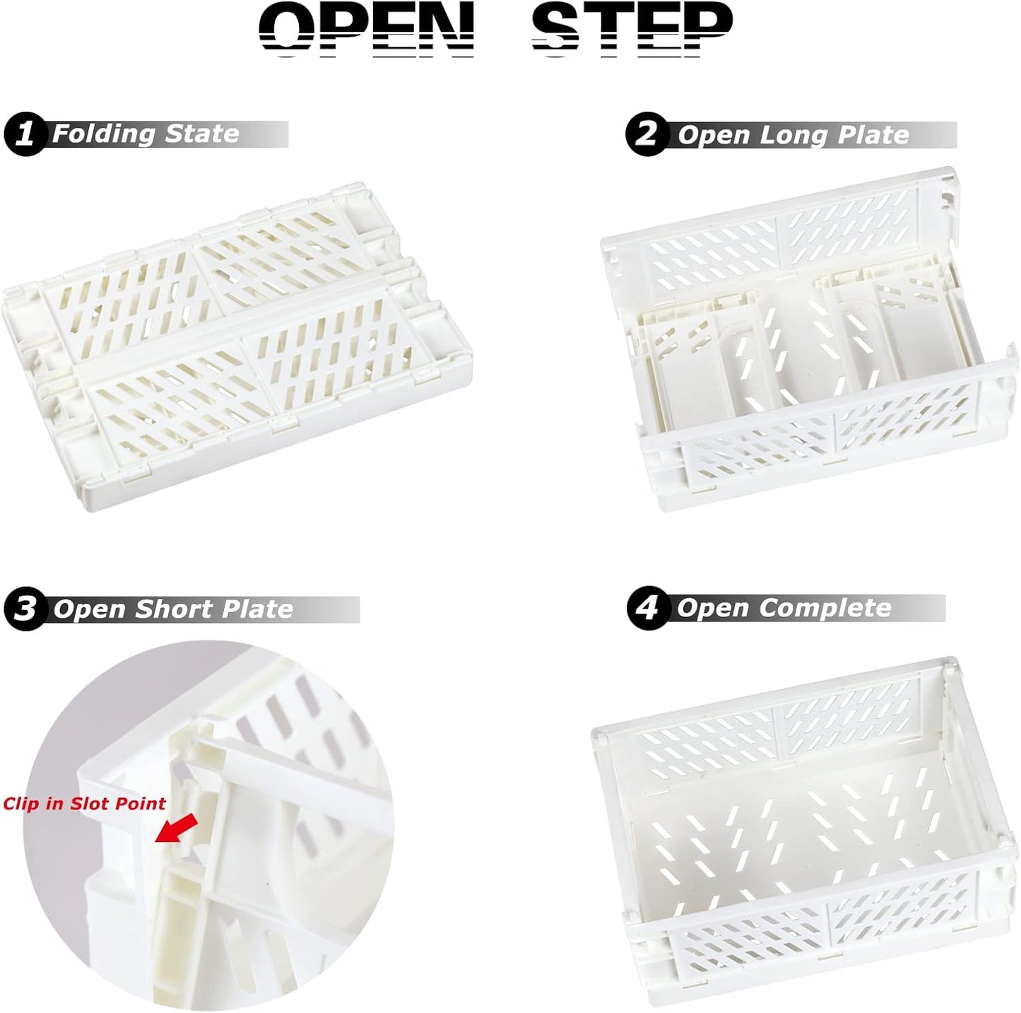 Tixill 2-Pack Mini Foldable Plastic Baskets for Organizing and Storage, Collapsible Storage Crate for Home Kitchen Bedroom Bathroom Office (9.8x6.5x3.8, White)