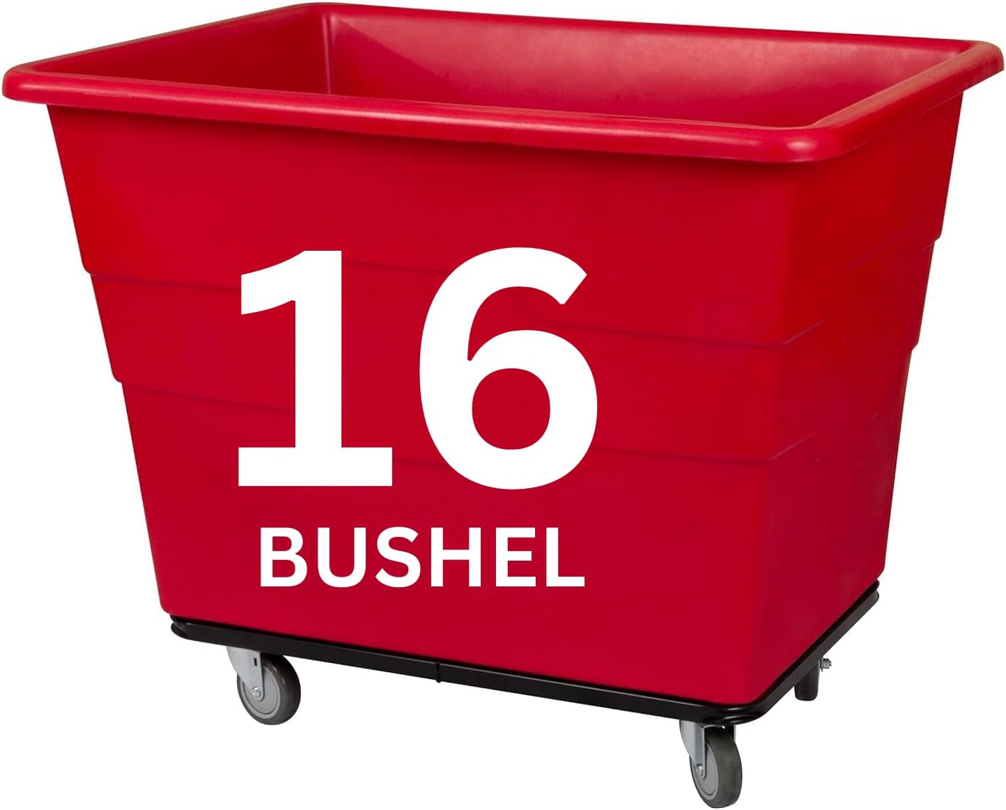Commercial 16 Bushel Utility Cart with Steel Base, Poly Box Basket Truck, Laundry Cart, and Rolling Trash Bin, 47-Inch x 34.75-Inch x 35.5-Inch, 1000 Pound Weight Capacity, Red