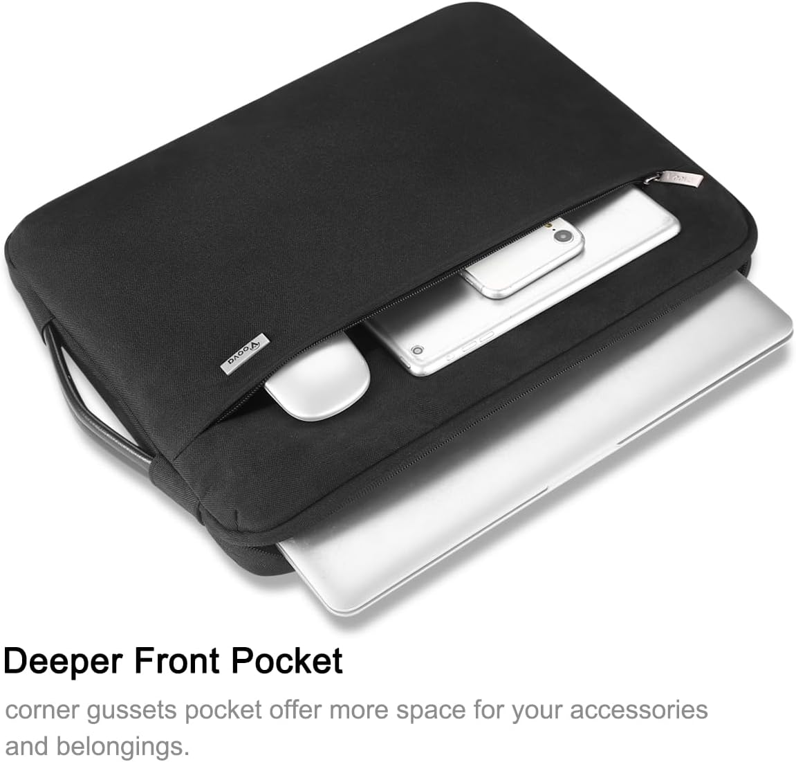 Voova Laptop Sleeve Case 13 13.6 Inch with Handle, 360°Protective Waterproof Slim Computer Bag Cover Compatible with MacBook Air 13 M1/M2/M3/M4 2020-2024, MacBook Pro 13, IPad Air/Pro 13, Black