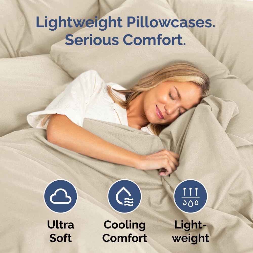 Standard Pillow Cases - 2 Pack - Super Soft Pillowcase Covers - Envelope Enclosure - Hotel Quality Pillow Protectors - Wrinkle Free, Shrink and Stain Resistant - Machine Washable - 20" x 26" (Wheat)