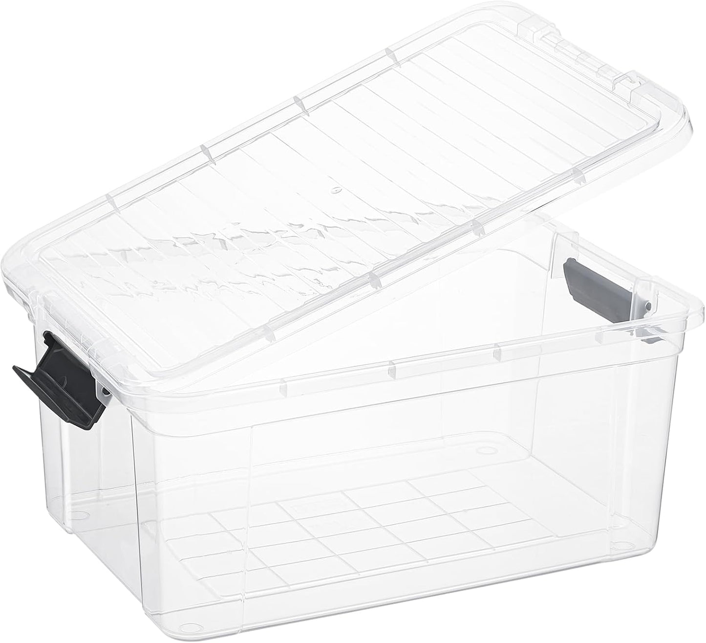 Superio Clear Storage Boxes with Lids, 21 Quart Plastic Container Bins for Organizing, Stackable Crates, BPA Free, Non Toxic, Odor Free, Organizers for Home, Office and Dorm, 8 Pack