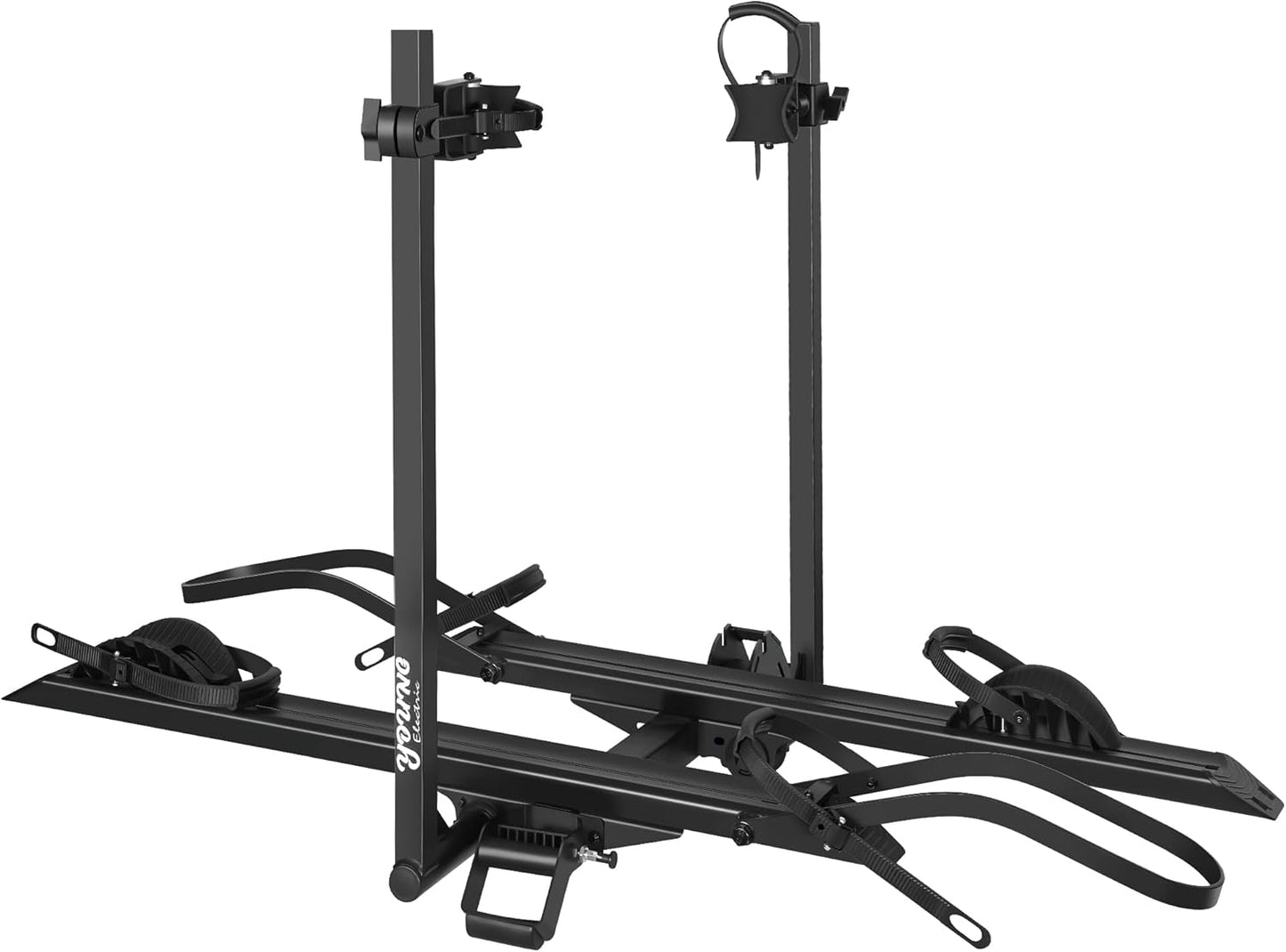 Young E-Bike Rack Hitch Mount Platform Style for Cars Trucks SUVs Minivans RV, fits E-Bike with Up to 5-inch Fat Tire, 200 lbs Capacity, Anti-falloff 360° Swirl Structure