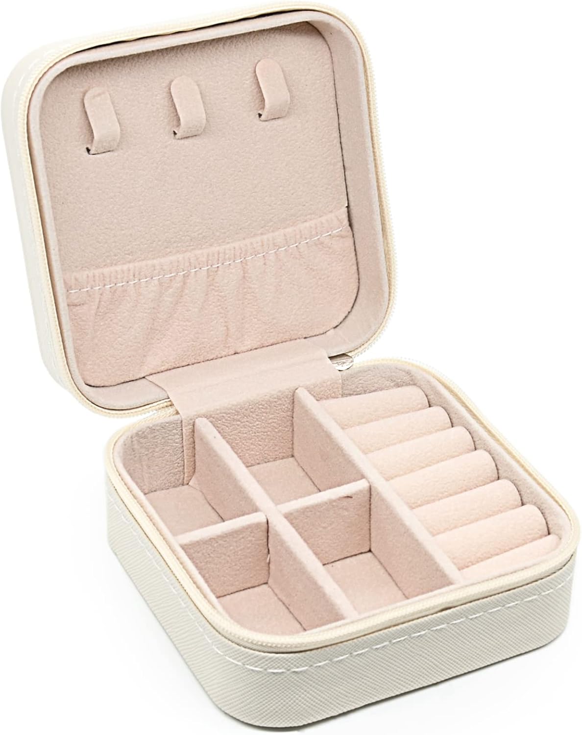 KEINE MARKE Small Jewelry Box, Travel Portable Jewelry Case for Ring, Pendant, Earring, Necklace, Bracelet Organizer Storage Holder Boxes (white*8).