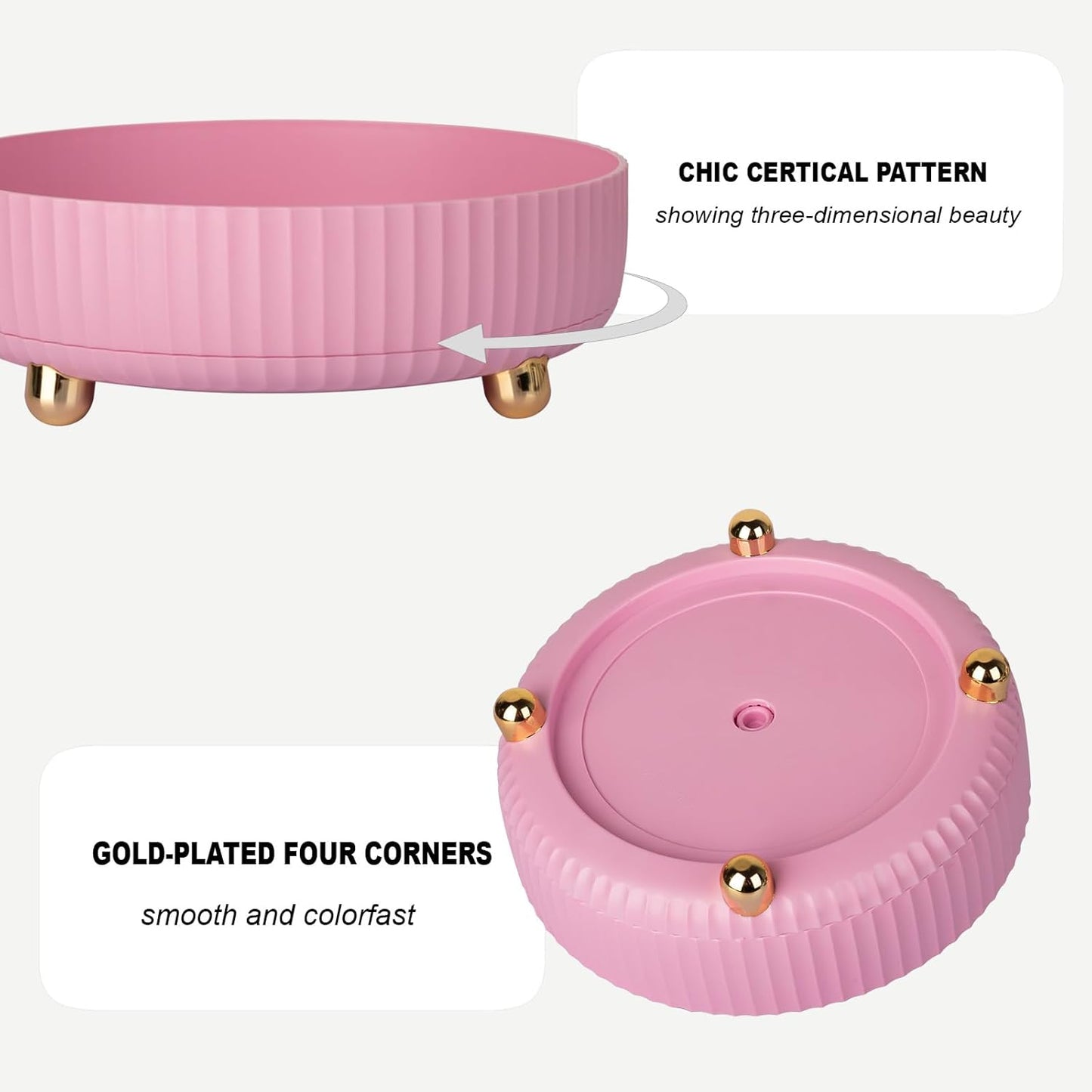 Anyoifax Makeup Perfume Organizer Tray 360 Degree Rotating Lazy Susan Skincare Lotion Organizer Spinning Cosmetics Storage for Dresser, Vanity, Bathroom Countertop, Small Pink