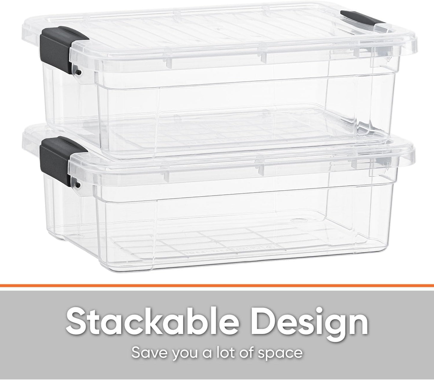 Superio Storage Bins with Lids- 6 Pack, 7.4 Qt Clear Boxes for Organizing, Stackable Plastic Containers- BPA Free, Non-Toxic, Odor Free, Organizer for Home, Office, Dorm
