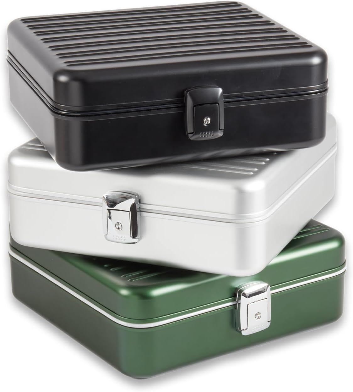 Bey-Berk Personalized Prague Aluminum 9-Slot Watch Case (Silver), Locking Travel Metal Watch Box with Quilted Interior, 9.75" x 3" x 10.25"