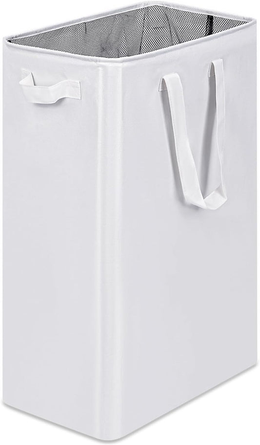 efluky Slim Laundry Basket, Narrow Laundry Hamper with Handles, Collapsible Dirty Clothes Hamper, Tall Laundry Bin for Laundry Room, Dorm and Bedroom, 12.7 Gallons(75L) White