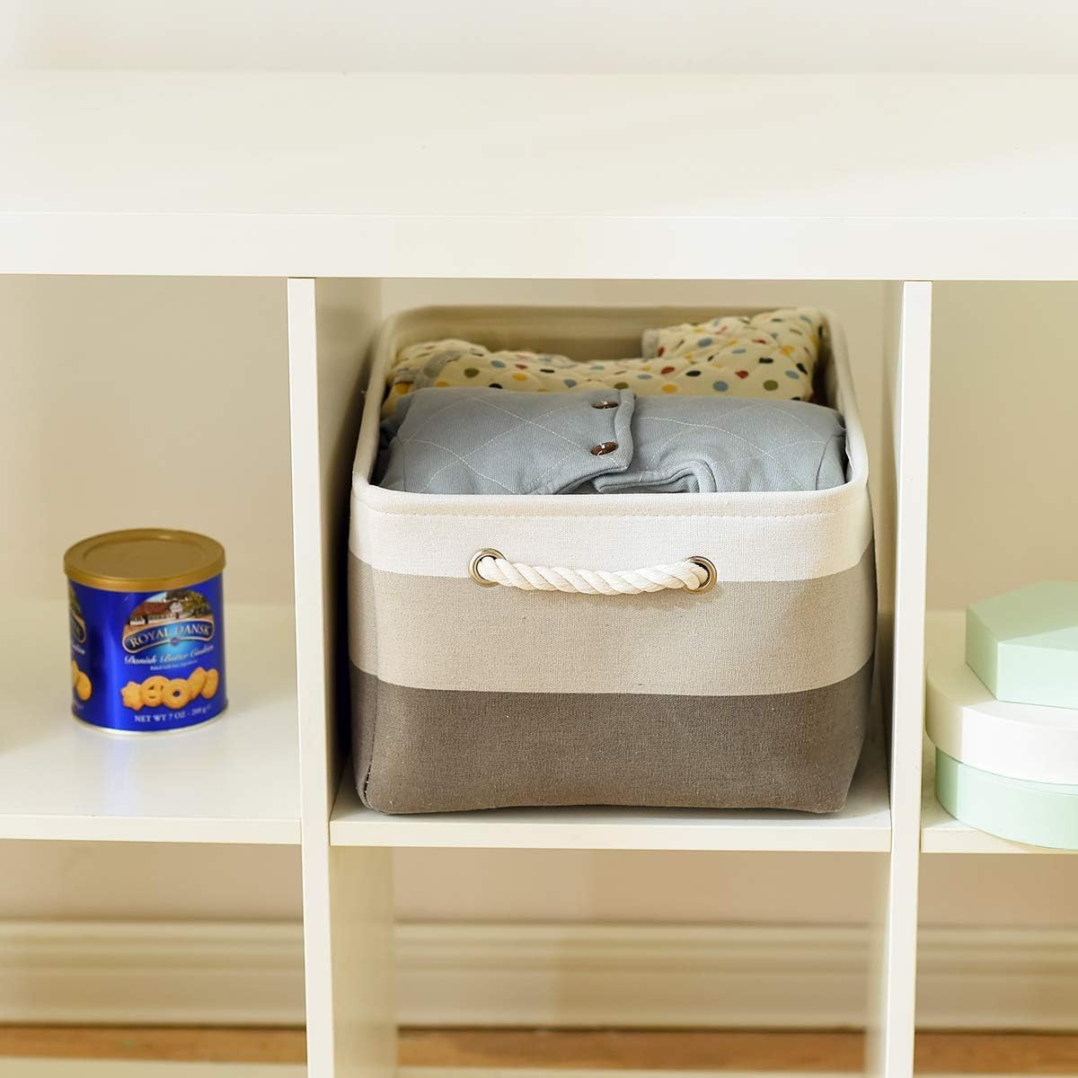 TcaFmac Storage Basket for Organizing - Large 4 Pack 16x12x8 inch Fabric Storage Bins for Shelves, Collapsible Storage Cubes for Closet Cloth Toy Gift Kids (Gradient Gray)