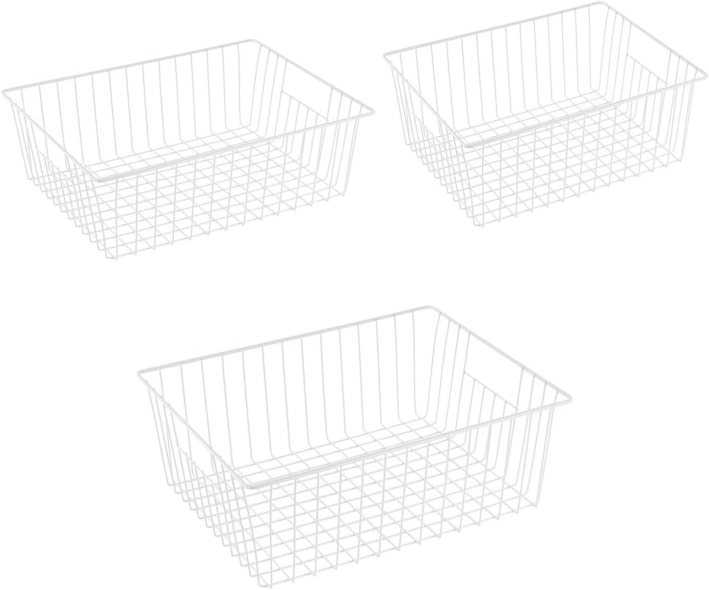 3 Pack Upright Freezer Organizer Bins - Standup Organizers for 16 Cu.Ft Freezer, Improve Air Circulation, Wire Storage Baskets, White