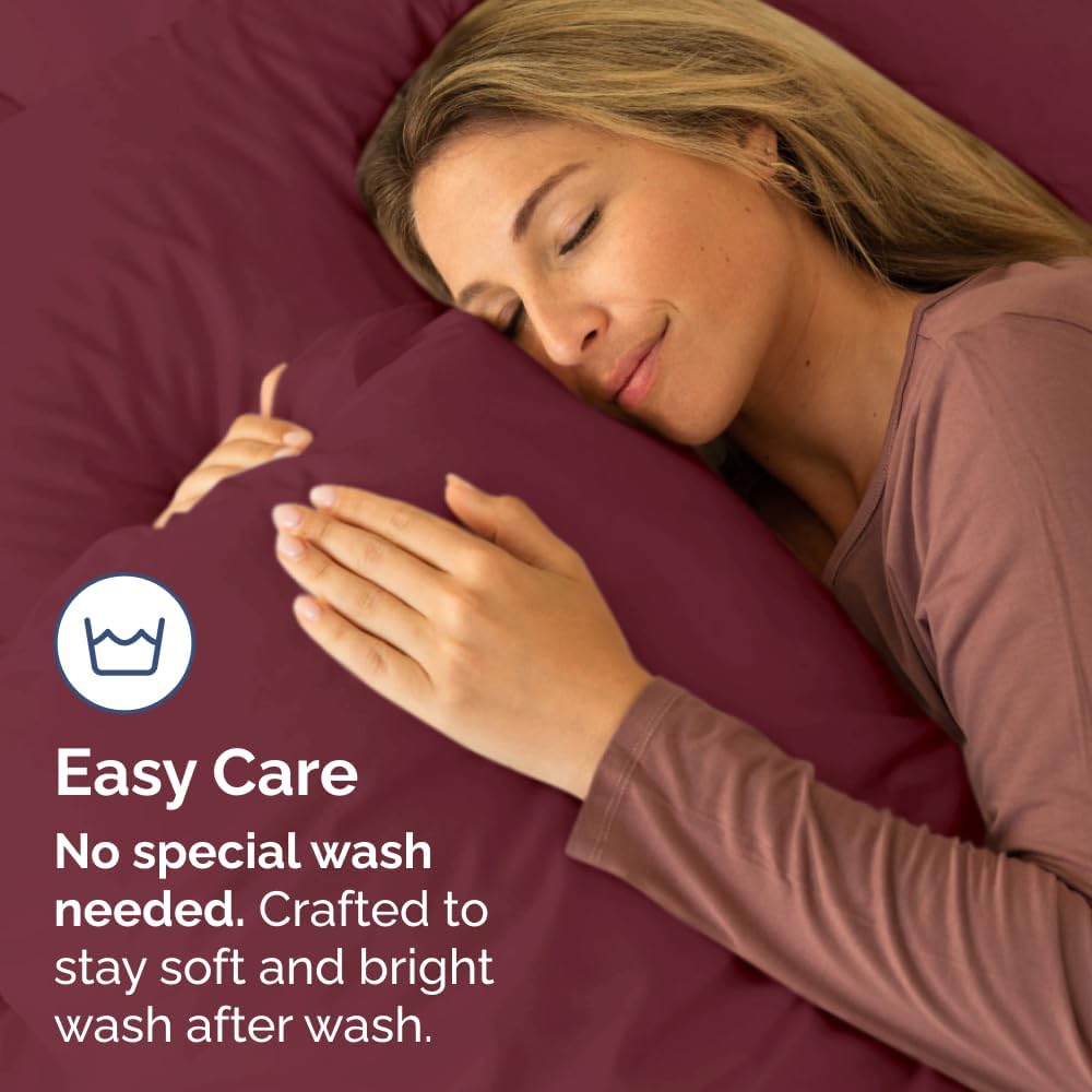King Pillow Cases - 2 Pack - Super Soft Pillowcase Covers - Envelope Enclosure - Hotel Quality Pillow Protectors - Wrinkle Free, Shrink and Stain Resistant - Machine Washable - 20" x 40" (Burgundy)