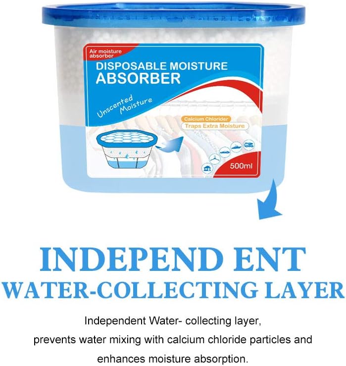 CANAGER Fragrance Free Moisture Absorber Box,Odor Eliminator and Dehumidifier Boxes for Closet,Bedroom,Kitchen,Bathroom-6 Packs,Cups - Traps Moisture for Fresher, Cleaner Air