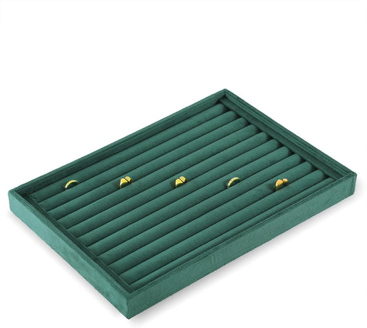 Ring Tray, Velvet Jewelry Trays,Premium Ring Display Case,Luxury Stud Earring Organizer,Green Jewelry Storage