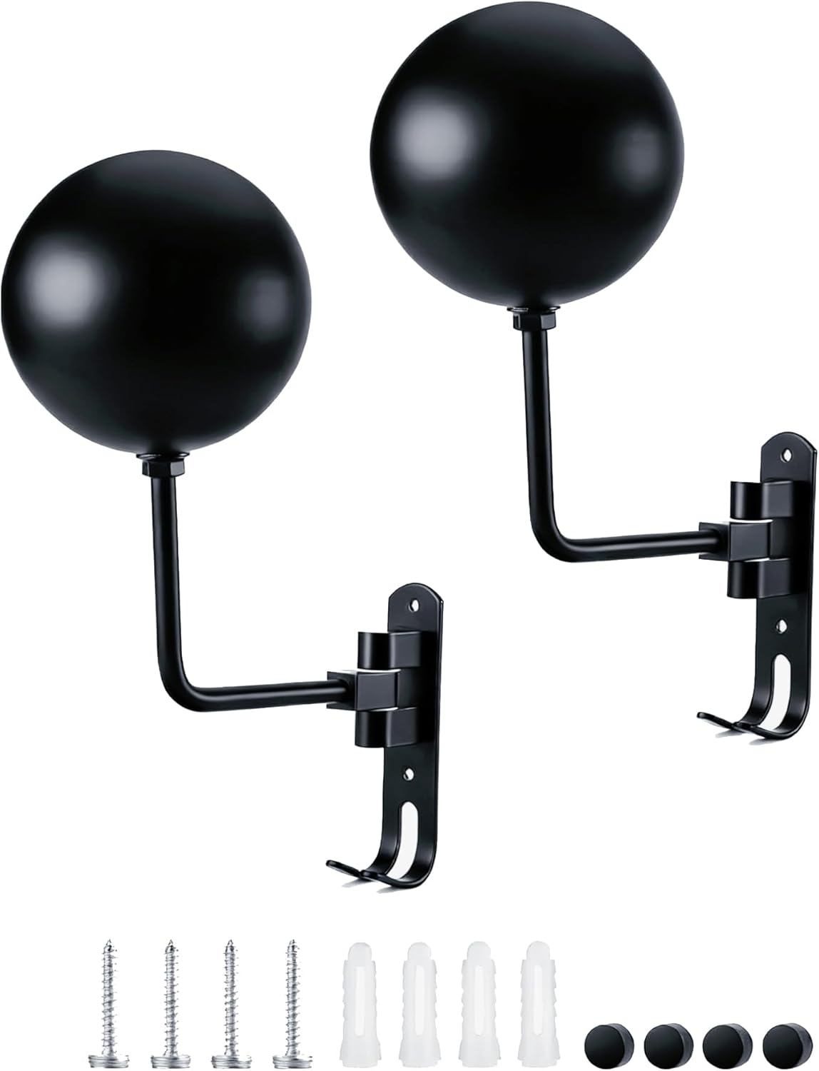 Metal Motorcycle Helmet Holder (2 Pack), 180° Rotating Wall Mounted Helmet Rack with Double Hooks, Helmet Hanger Easy Storage for Helmet, Bike Coats, Caps, Sportswear, Hats & Motorcycle Gear