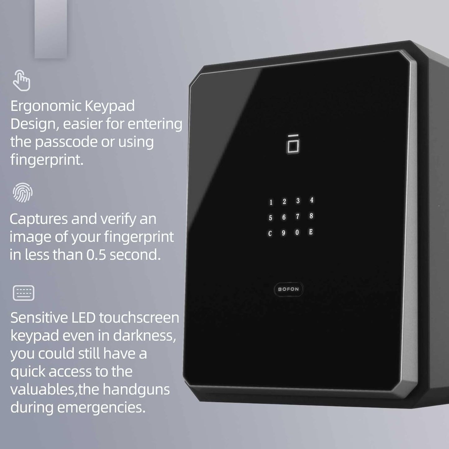 Home Safe, Fingerprint Password Safe Box with Key, Cabinets SafeBox for Home, Security Box, Biometric Safe, W-series 2.1Cubic feet