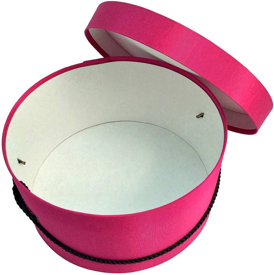 Sarah's Hat Boxes Classic Cerise Hat Box – 12.75" x 6.5" (Dia. x Ht.) Handmade in USA – Odorless Non-Toxic Adhesive, Cording Handle – Premium Storage for Hats & Accessories