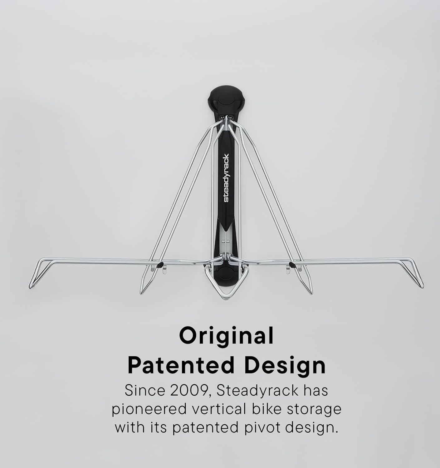 Steadyrack Bike Rack for Fat Bikes - The Original Wall Mounted Vertical Bike Storage - Fits Fat Tires - Space Saving Pivot Design - Heavy-Duty Steel Rack for Indoor Garage, Apartment or Home Use