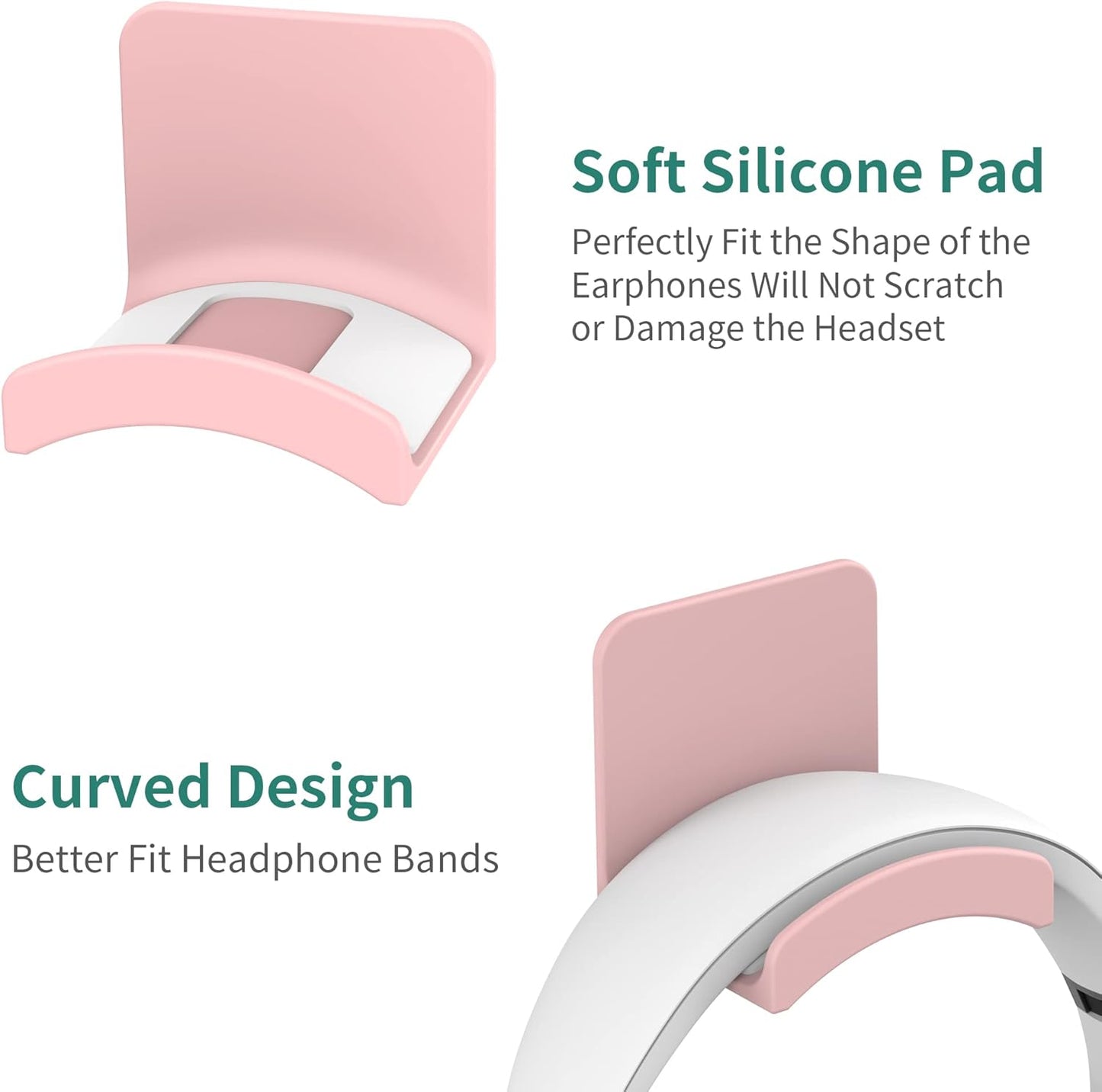 HomeMount Headphone Stand Headset Holder - Adhesive Gaming Headphone Hanger Hook Desk Mount for Most Headphone & Controller (Pink 2Pack)