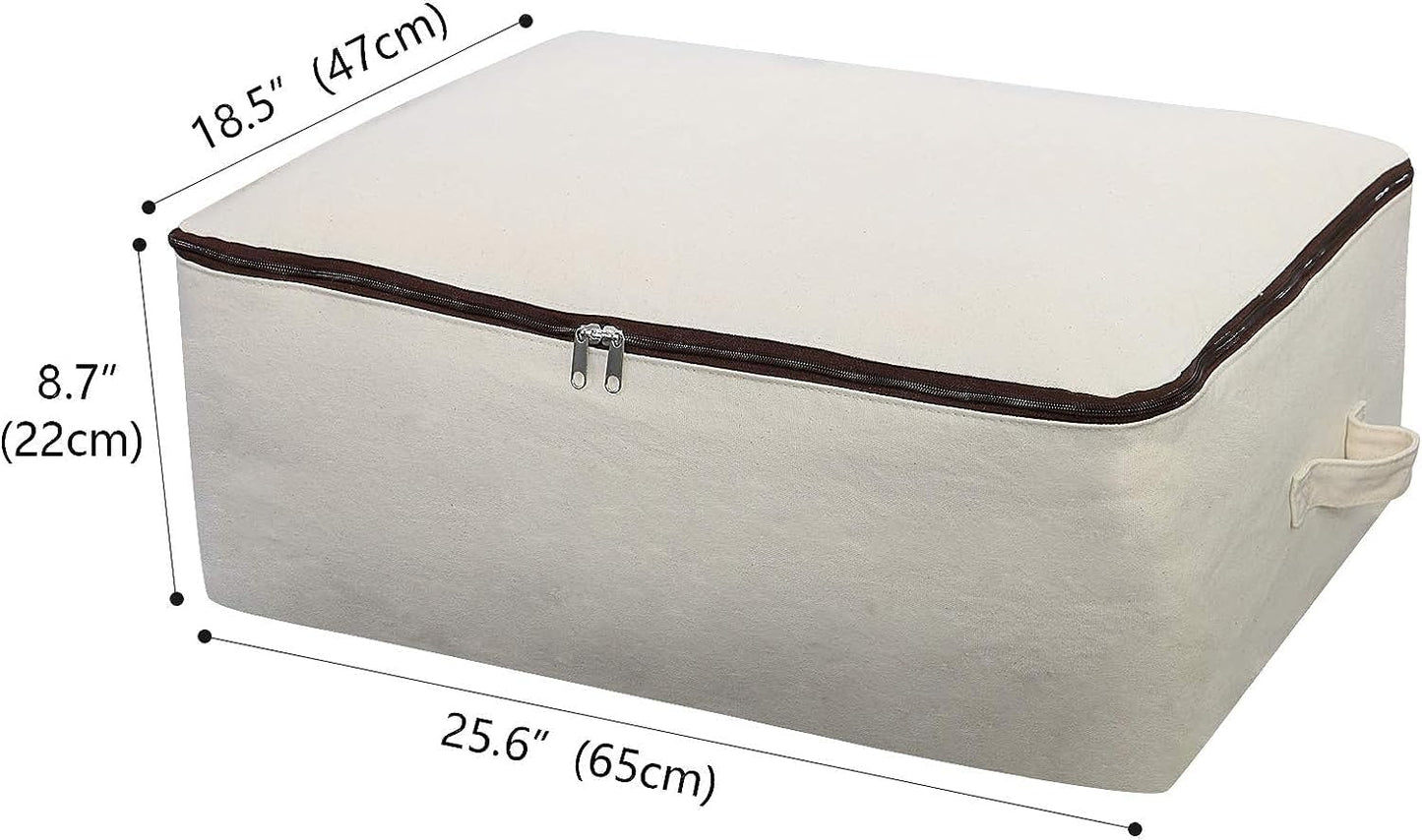 Omygarden 3 Pack Clothes Storage Bag Organizer with Sturdy Zipper for Quilts, Sweaters, Beddings, Blanket, Blouses and More, Beige