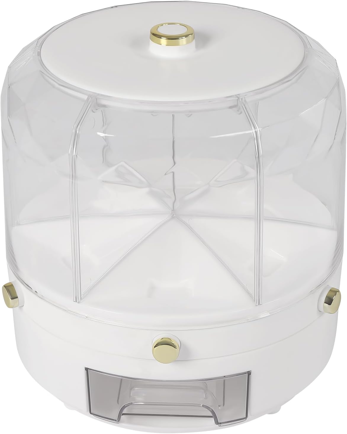Cereal Dispenser Countertop 360° Rotating Grain Storage Container 13.2 Lbs Rice Dispenser 6 Grids Dry Food Dispenser Candy Dispensers Countertop for Small Grains, Beans, Rice