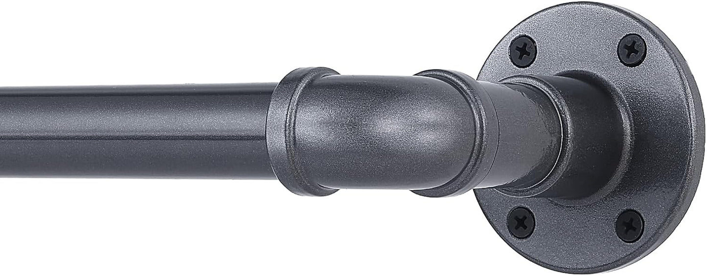 Industrial Curtain Rod Set with Brackets, 1 inch, Grey, 168-240" Outdoor Hanging Curtain Rod for Windows