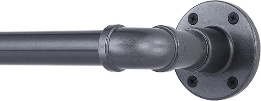Industrial Curtain Rod Set with Brackets, 1 inch, Grey, 168-240" Outdoor Hanging Curtain Rod for Windows