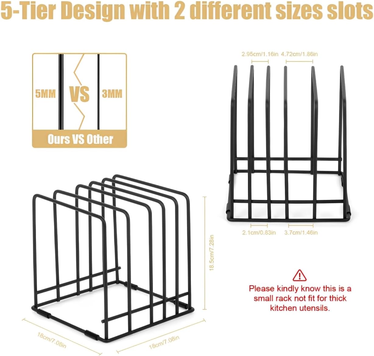 Kitchen Cabinet Cutting Board Organizer, Cookie Sheet Storage Rack,Cabinet Dividers Holder with 5 Slots for Baking Pan Tray Organizer (2 PCS)