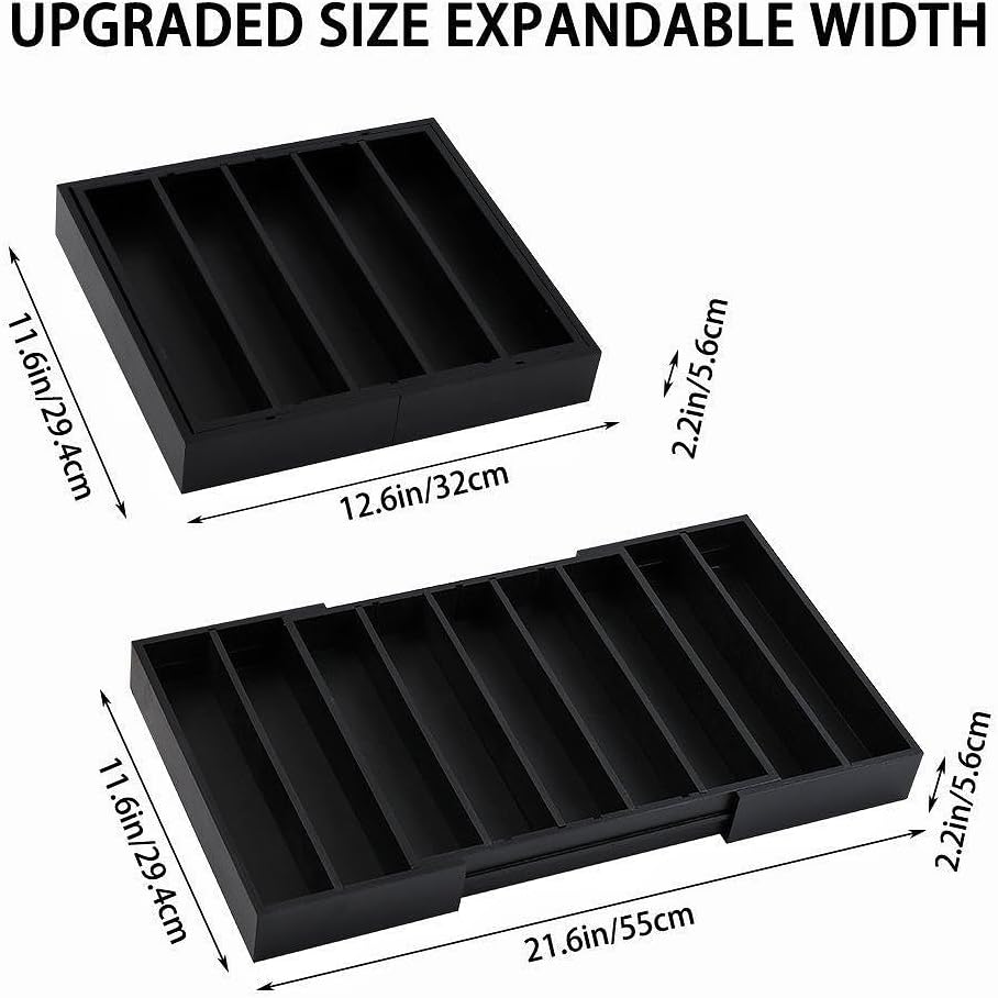 K Cup Holder Bamboo Coffee Pod Holder Drawer Organizer, Expandable K Cup Pod Storage Tea Bag Storage for Coffee Station Home Office and Kitchen （Black)