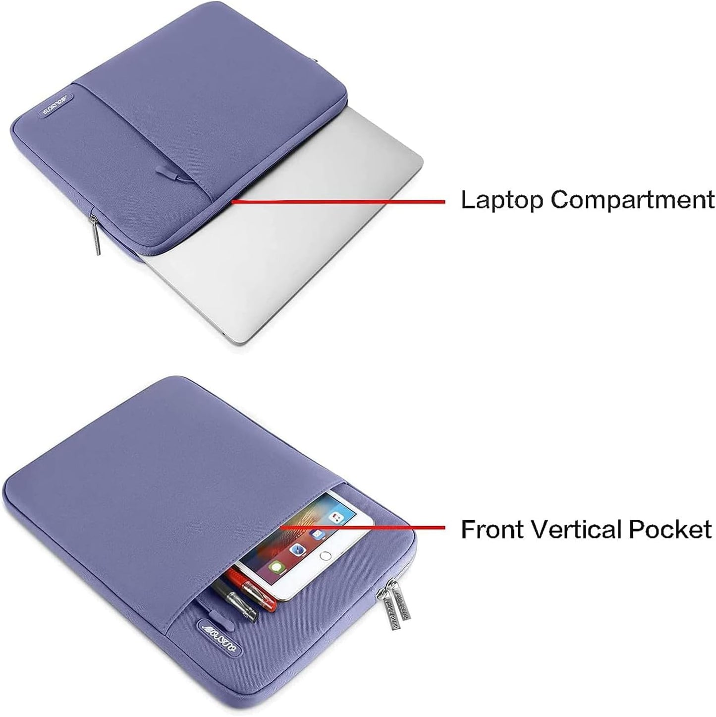 MOSISO Laptop Case 15 inch, 15 inch Laptop Sleeve Compatible with MacBook Air 15 M4 A3241 M3 A3114 M2 A2941 2025 2024 2023,Dell XPS 15,Polyester Vertical Computer Sleeve Bag with Pocket, Lavender Gray