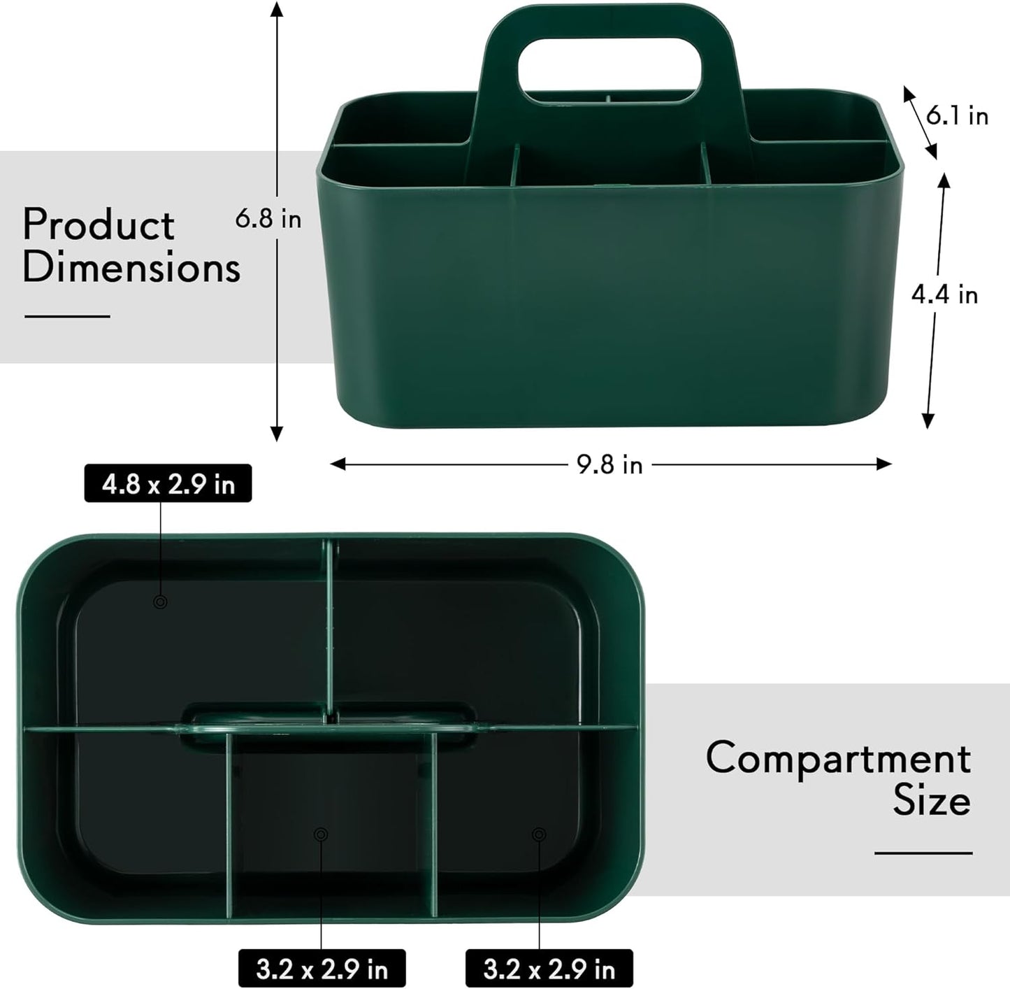 Tiawudi Multipurpose Caddy Organizer, Plastic Caddy with Handle, Stackable Desk Organizer for Stationery, Marker and Pencil, Office Supplies Organizer, Dorm Caddy