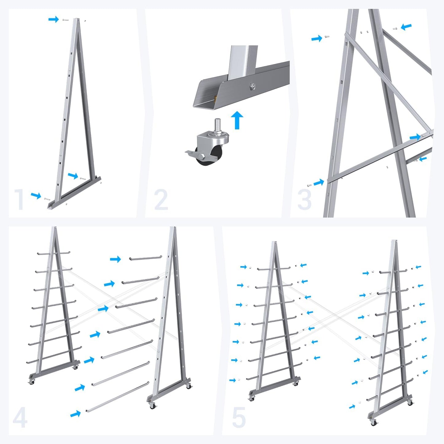 Floor Standing Lumber Horizontal Storage Rack with 7 Tiers, Heavy-Duty Metal Adjustable Arms Pallet Racking, Free Standing Bar Storage Cantilever Rack for Basement, Up to 2500 Lbs