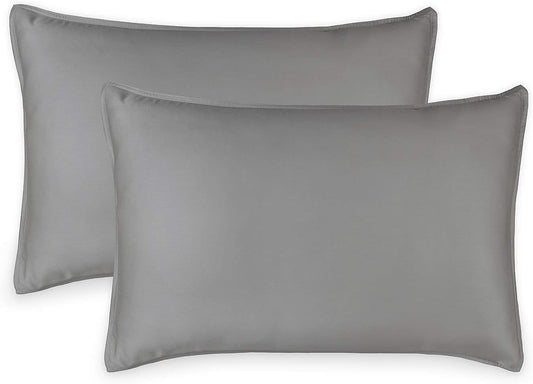 King Pillowcases by Pure Bamboo, Genuine 100% Organic Viscose Derived from Bamboo, Luxuriously Soft & Cooling, Double Stitching, Envelope Closure (2 King Pillowcases, Stone Grey)