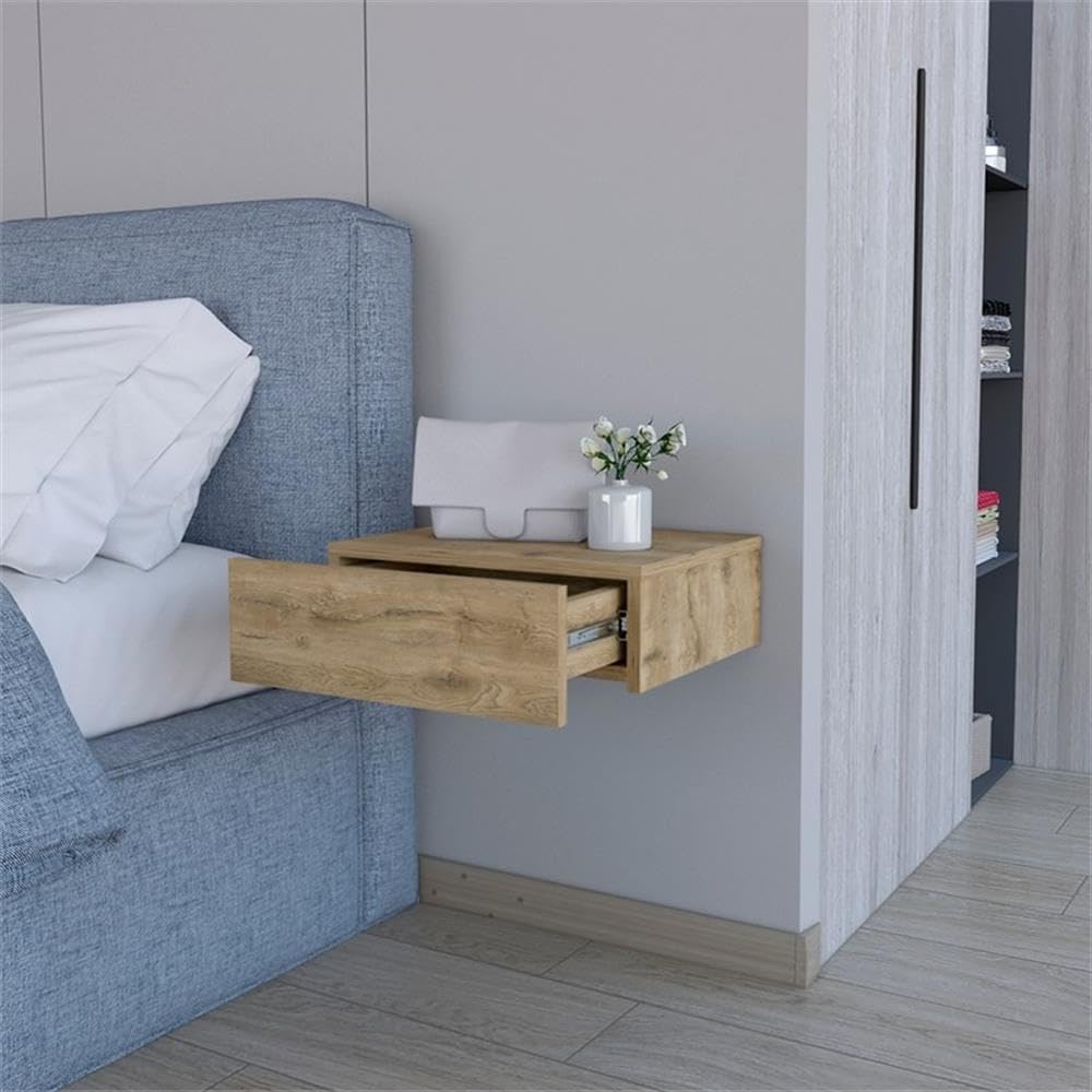 Vienna 1-Drawer Manufactured Wood Floating Nightstand, Macadamia